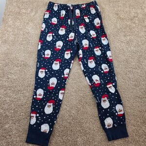 Old Navy Pajama Pants Santa Claus Navy Blue Cotton Holiday Joggers Size M Tall